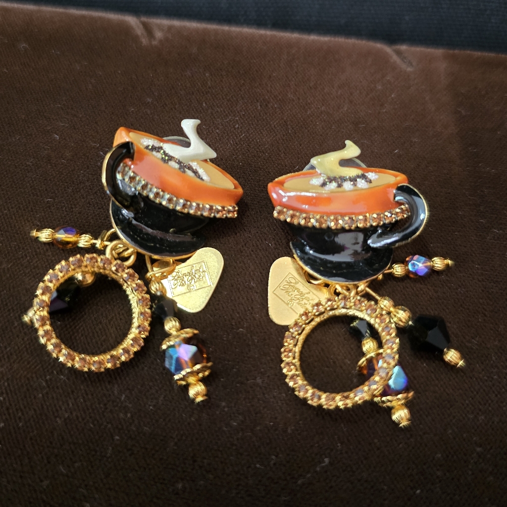 Vintage Lunch At The Ritz Coffee Break Earrings